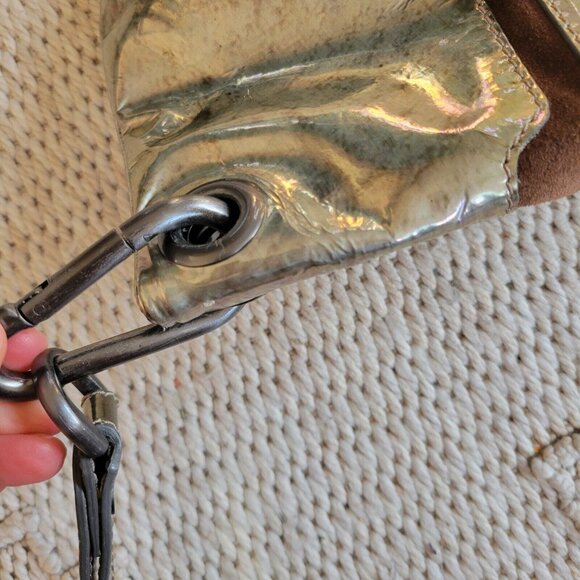 Jimmy Choo Clutch Wristlet Bag Foldover Metallic 11 X 6 Distressed Logo … - Picture 14 of 15